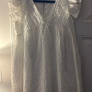 Mustard Seed Ivory Textured Dress with Ruffle Detail